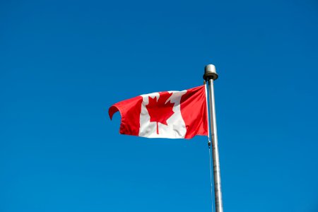 Canadian Flag flyig in Vancouver photo