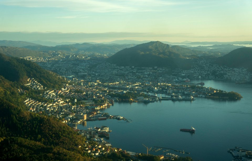 Bergen, Norway. Air photo, seen from the south.