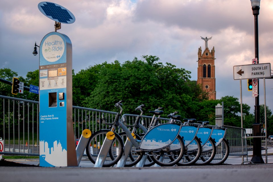 Nextbike rack at sunset