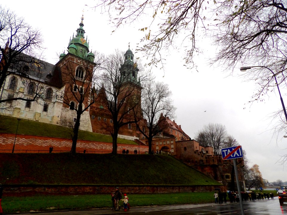 Looking up at Wawel castle in Kraków