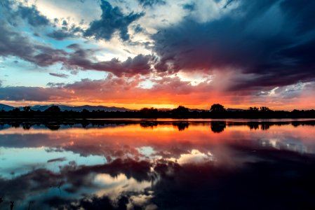 Fire sunset at Heinricy lake photo