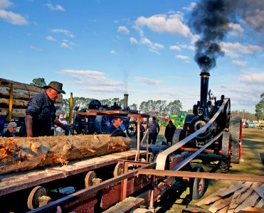 Steam powered sawmill. photo