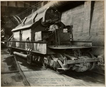 Larry Car Used in Transferring Ore, Coke and Limestone from Bins to Skip Hoists at Blast Furnace, 1918 National Archives photo