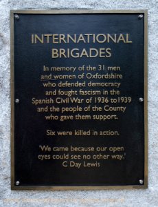 Plaque of the new Oxford memorial