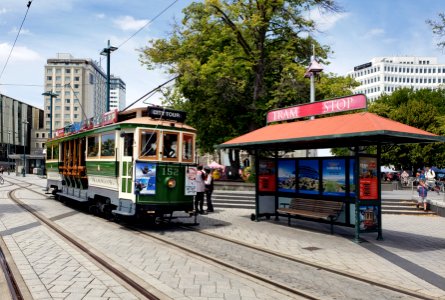 Tram stop. Christchurch NZ