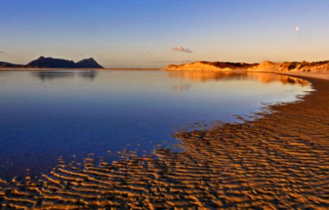 Sunset Ruakaka River Mouth. NZ photo