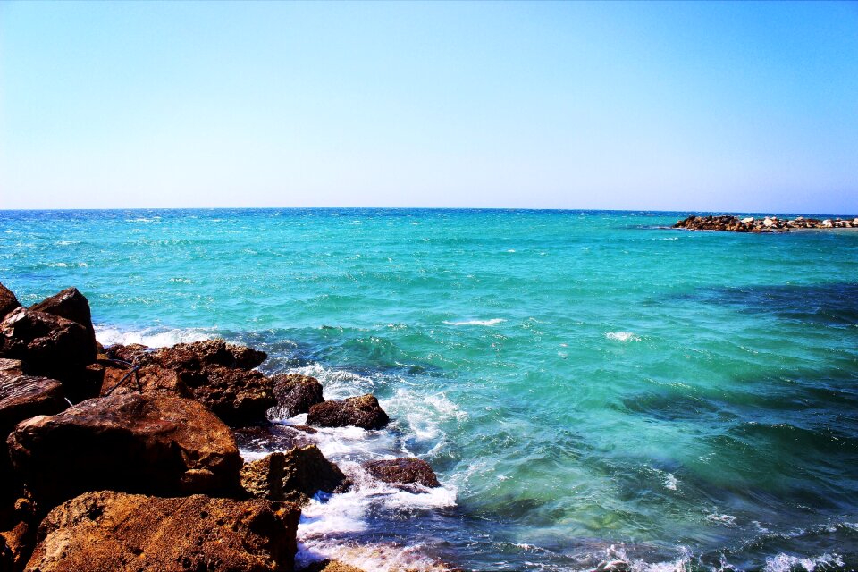 Rocks waves blue photo