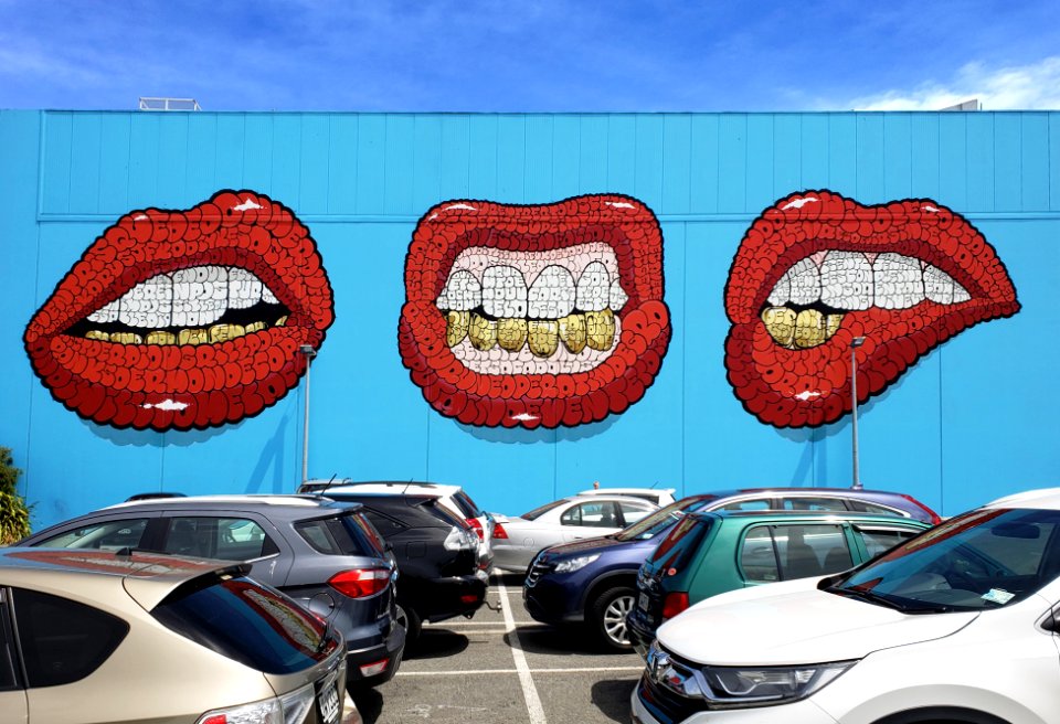 Lips mural Christchurch. photo