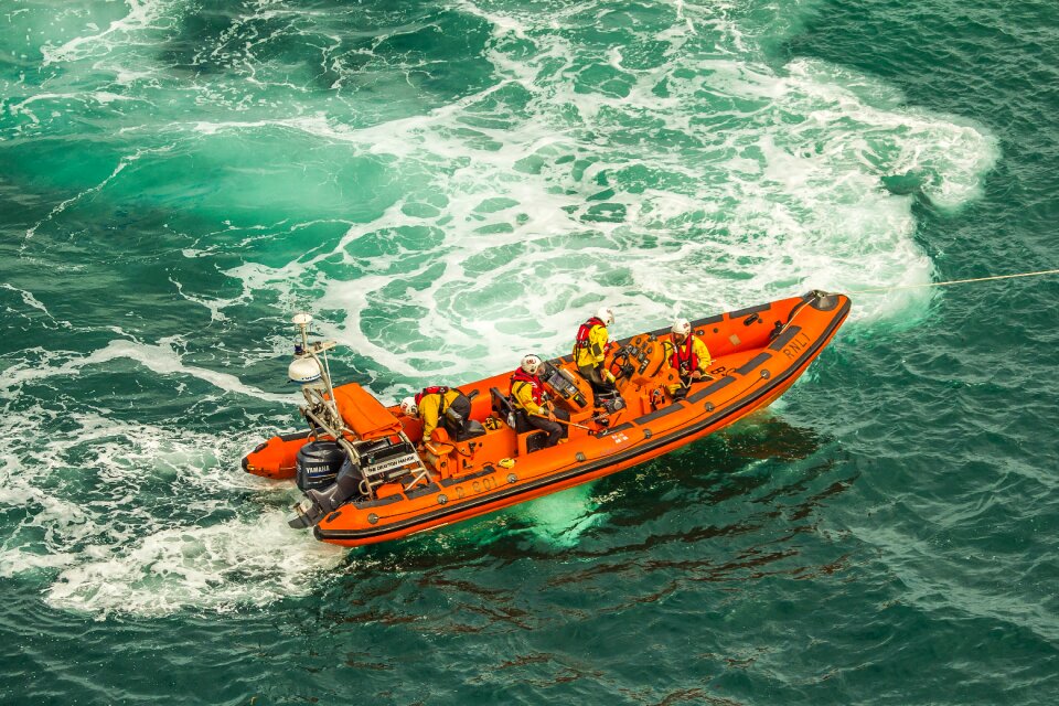 Inflatable boat ocean swanage bay