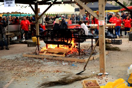 Du bois de palettes pour faire griller les châtaignes photo