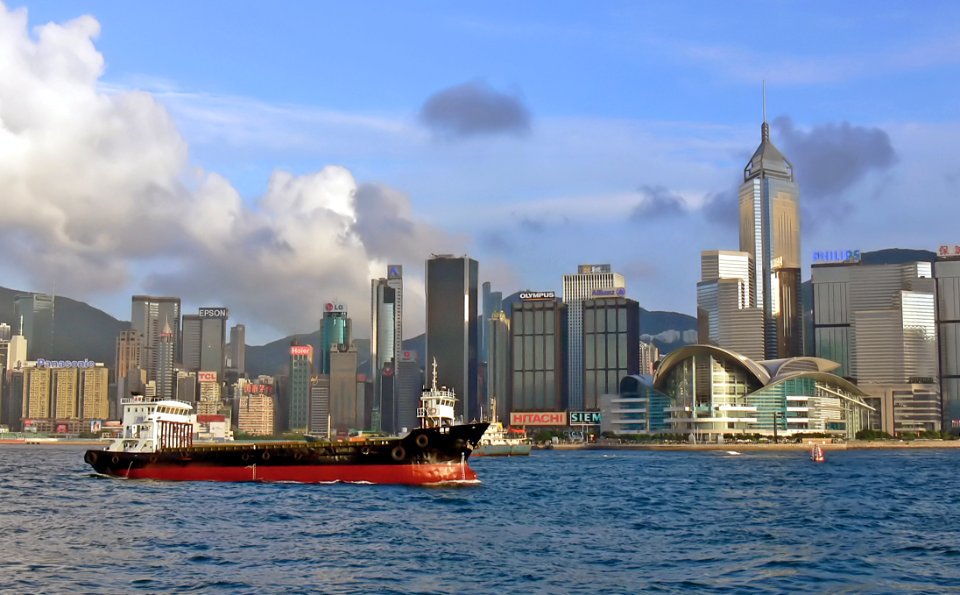 Busy harbour Hong Kong.