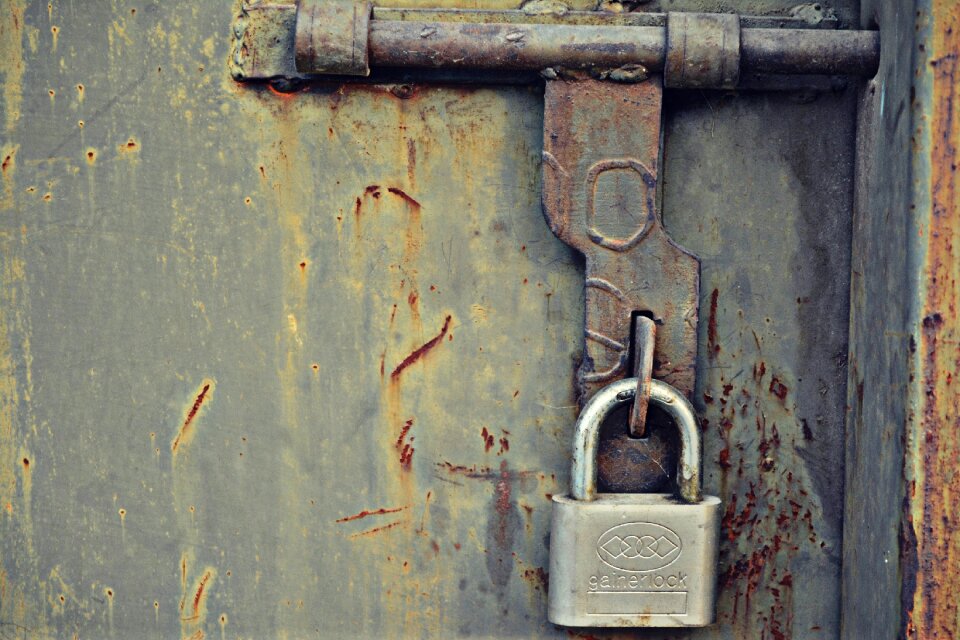Rust bolt gray door