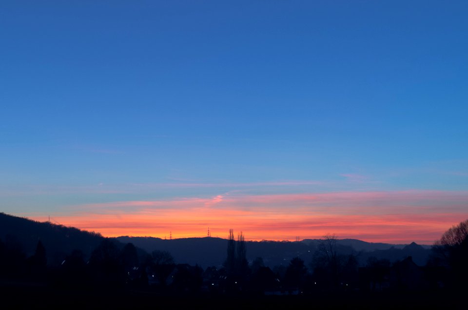 Sonnenuntergang hinter dem Siepen