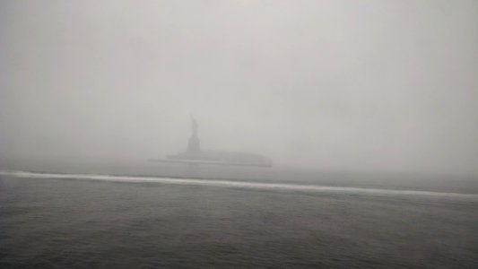 The Statue of Liberty in the mist
