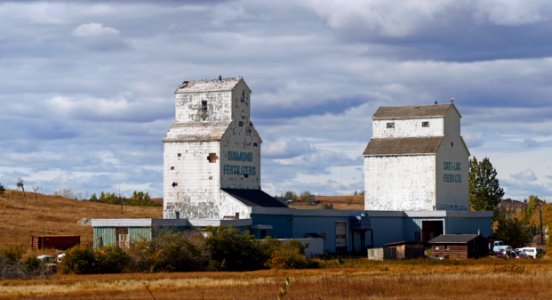 De Winton Alberta.Grain elevators. photo