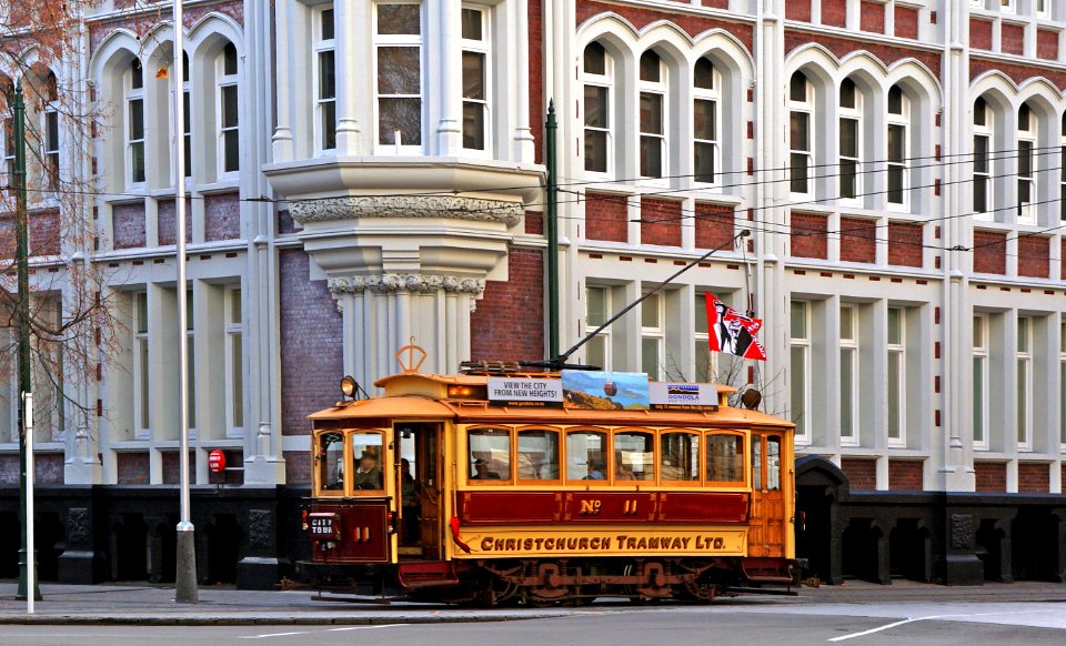 Tram passing Press Building