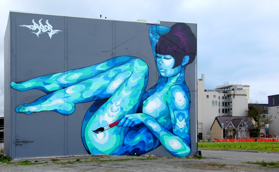 Calendar Girls mural. Christchurch.