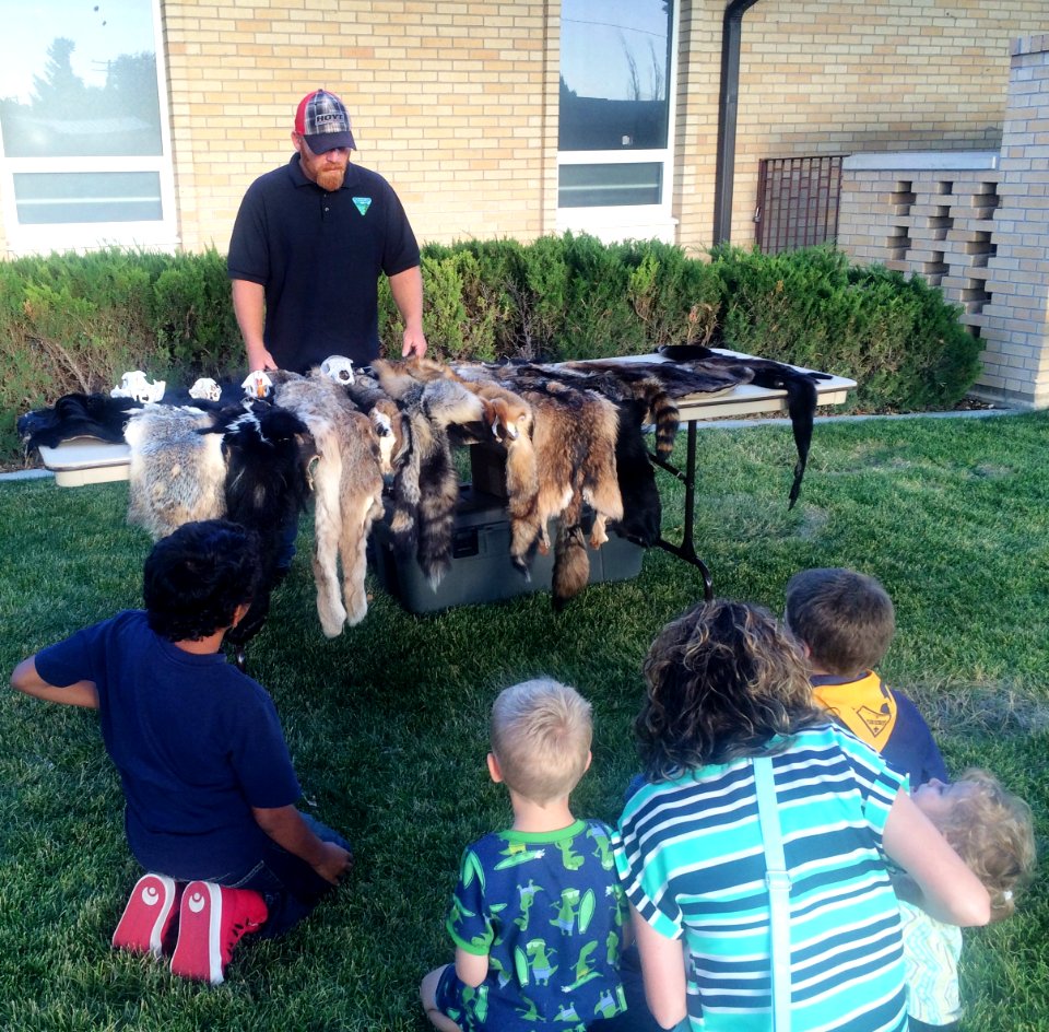 BLM Wildlife Biologists from the Vernal FO give Cub Scout presentations. Photo by BLM-UT