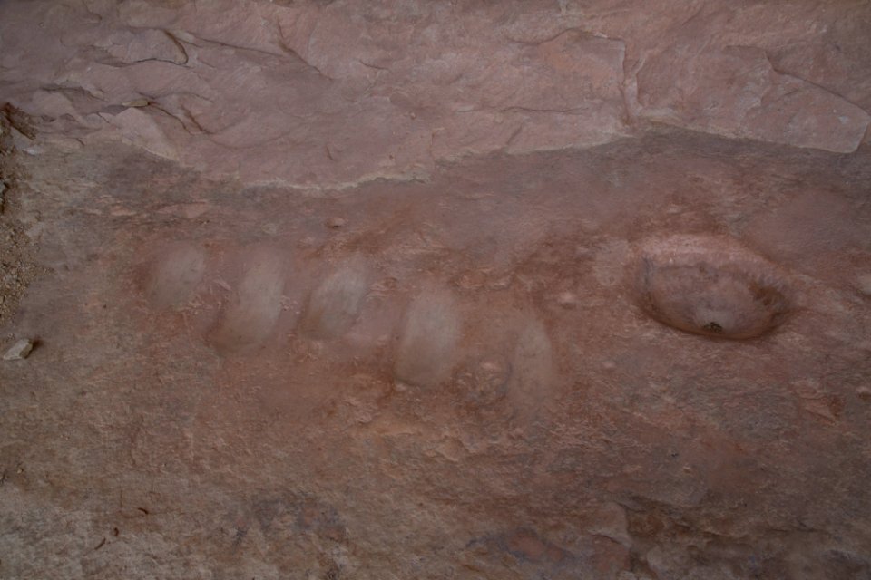 Rock indentations inside cave