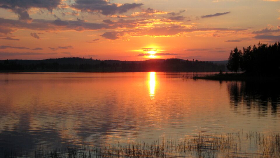 Lake river orange sky photo