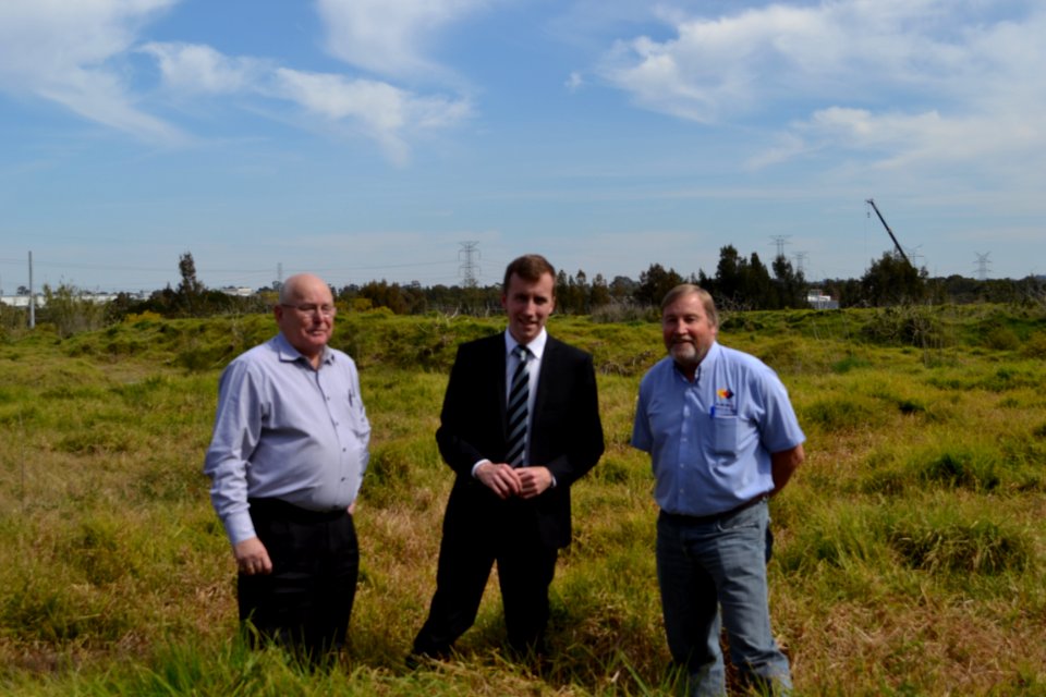 Holroyd City Council Mayor Ross Grove with John Perry and Councillor Greg Cummings announcing a new draft masterplan for Gipps Road and Hyland Road Parks in Greystanes