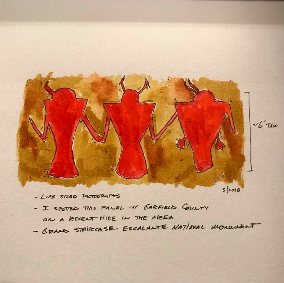 Drawing of Life Sized Pictographs from Garfield Co.