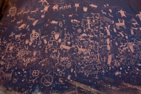 Close-up of petroglyphs on the rock