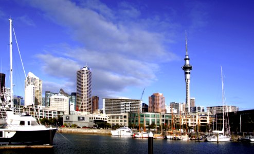City skyline with Skytower