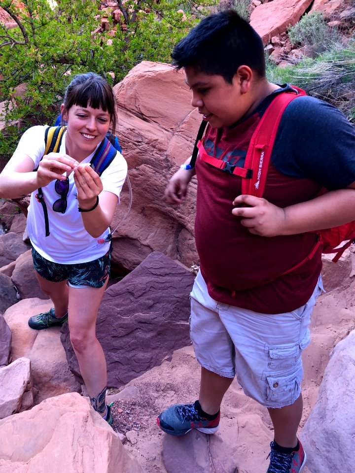 Bryant MS Science teacher Dr. Sydney Stringham led nature hikes on canyon trails near Moab, UT. Photo by BLM-UT