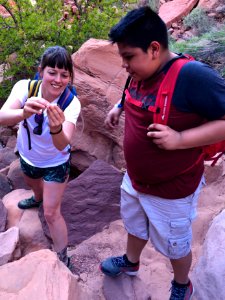 Bryant MS Science teacher Dr. Sydney Stringham led nature hikes on canyon trails near Moab, UT. Photo by BLM-UT