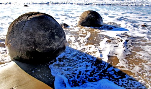 Boulders on the beach.