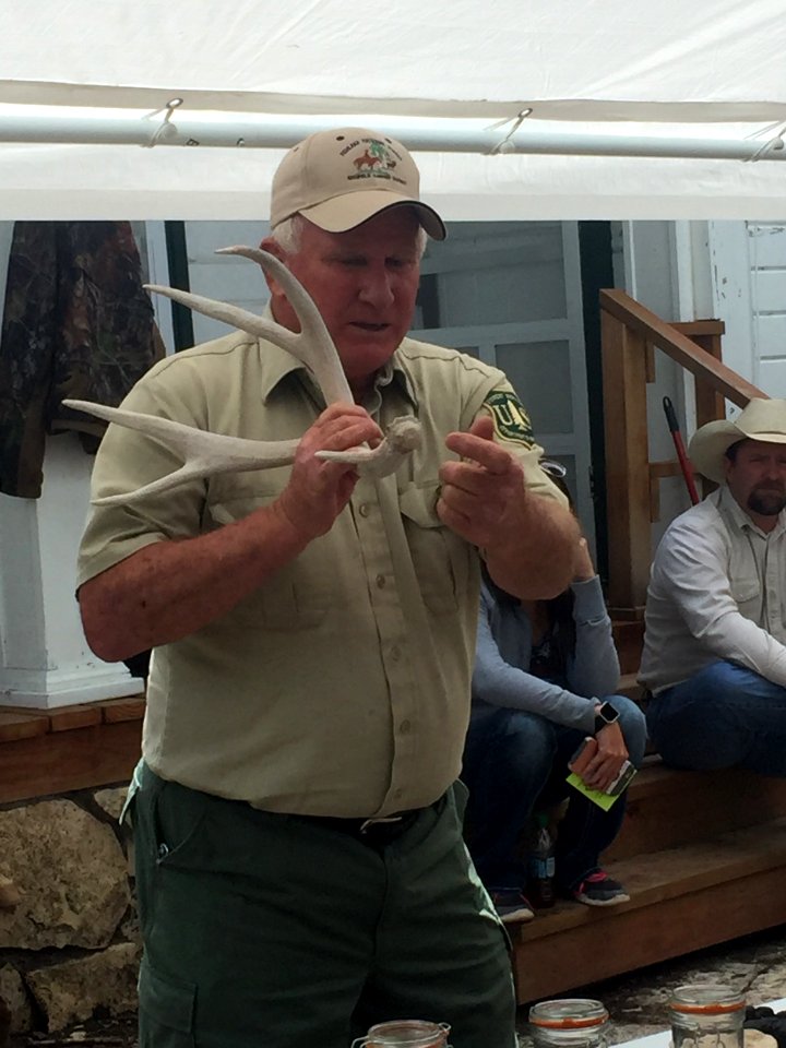 USFS employee teaching about antlers