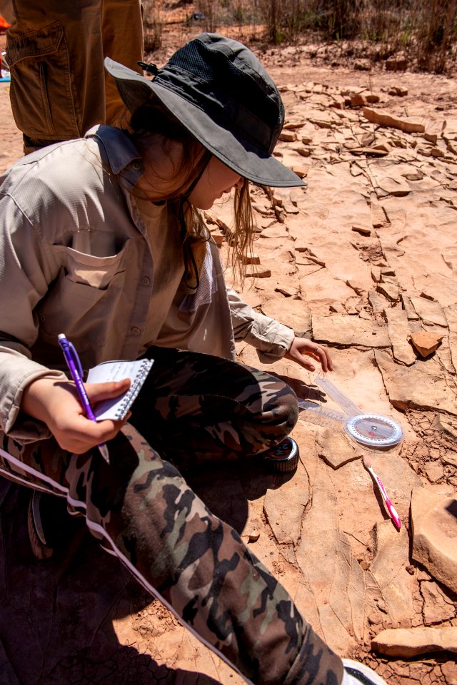 Preparing the tracks for photography. Moab, UT. Photo by Eric Delphenich
