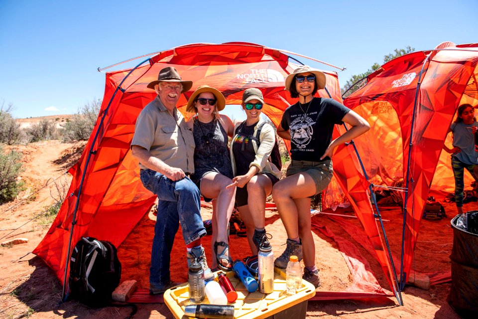 BLM Paleontologist Dr. Greg McDonald, and BLM interns Sarah Hancey, Whitney May, and Isabella Knori. Moab, UT. Photo by Eric Delphenich