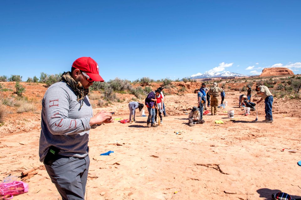 Conducting fieldwork with BLM Paleontologists near Moab, UT. Photo by Eric Delphenich