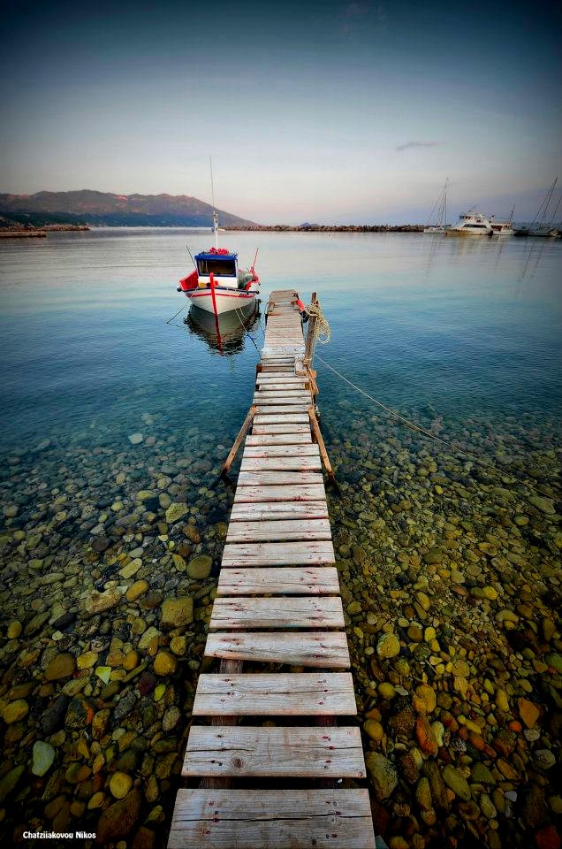 Wooden ramp in Marathokampos bay