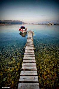 Wooden ramp in Marathokampos bay