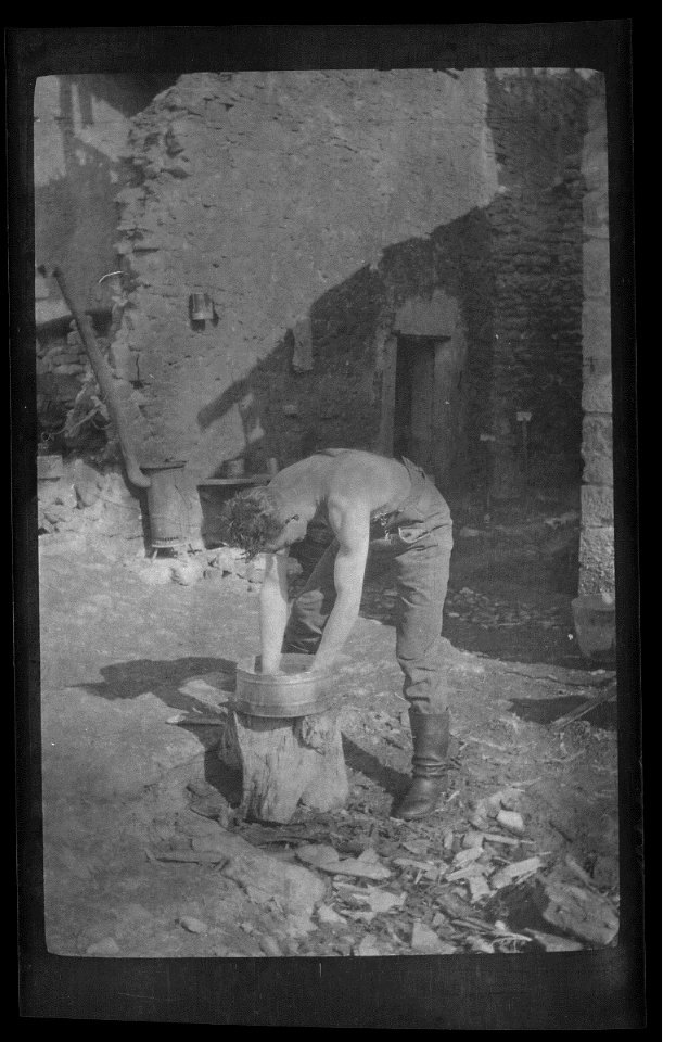 soldier washing