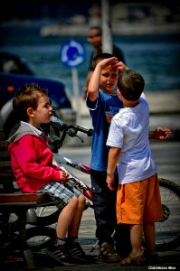 Kids in Samos town
