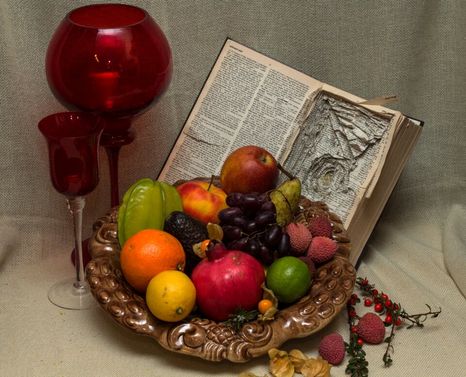 Fruits chalices old book