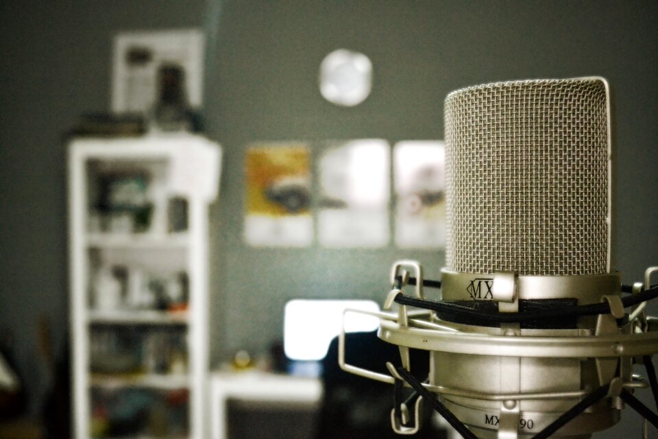 Microphone voice over music
