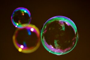 Soapy water make soap bubbles float photo