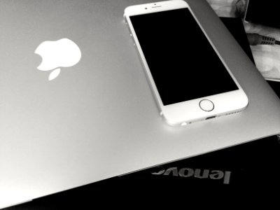 iPhone, Macbook and Lenovo laptop
