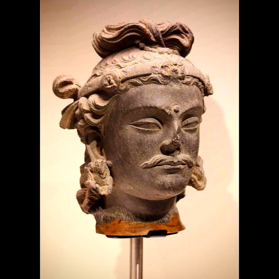 Head of bodhisattva Maitreya  Gandhara, #Pakistan / #Afghanistan 1st-3rd centuries Made from schist  Acquired during the Ethnological Museum's expedition to Afghanistan and Nuristan, performed between August and September, 1971, and led by August Panyella