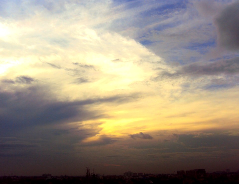 Monsoon clouds at sunset