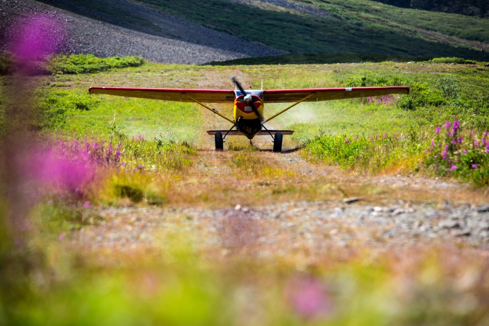 Taxiing on Bremner Landing Strip