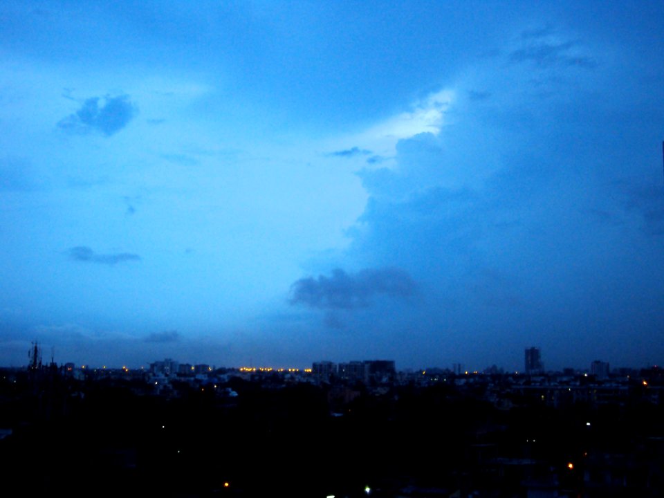 Blue storm clouds in the evening