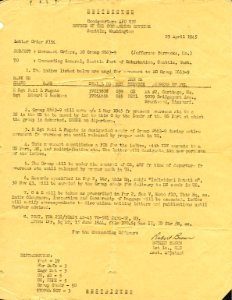 Fugate movement orders 1945 photo