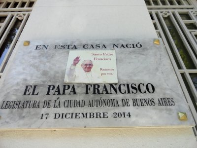 Placa colocada en la Casa Natal del Papa Francisco Barrio de Flores Buenos Aires Argentina photo