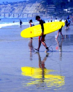 Yellow board, Surf Time at La Jolla Shores